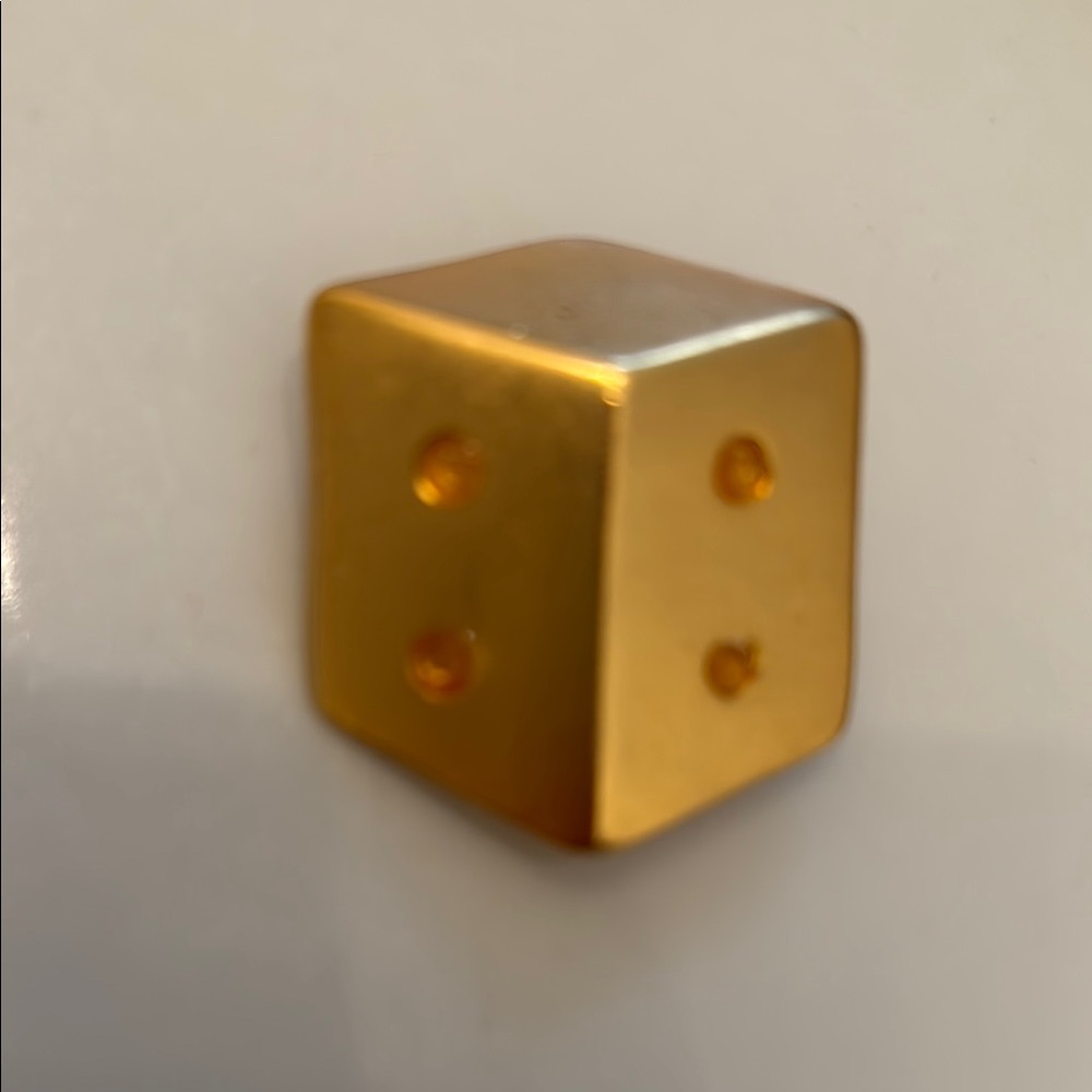 Vintage Cube Dice Game Piece Gold Pin/Brooch - Picture 2 of 10